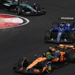 McLaren, Alpine, and Williams Formula 1 cars powered by Mercedes engines racing on track during a Grand Prix weekend.